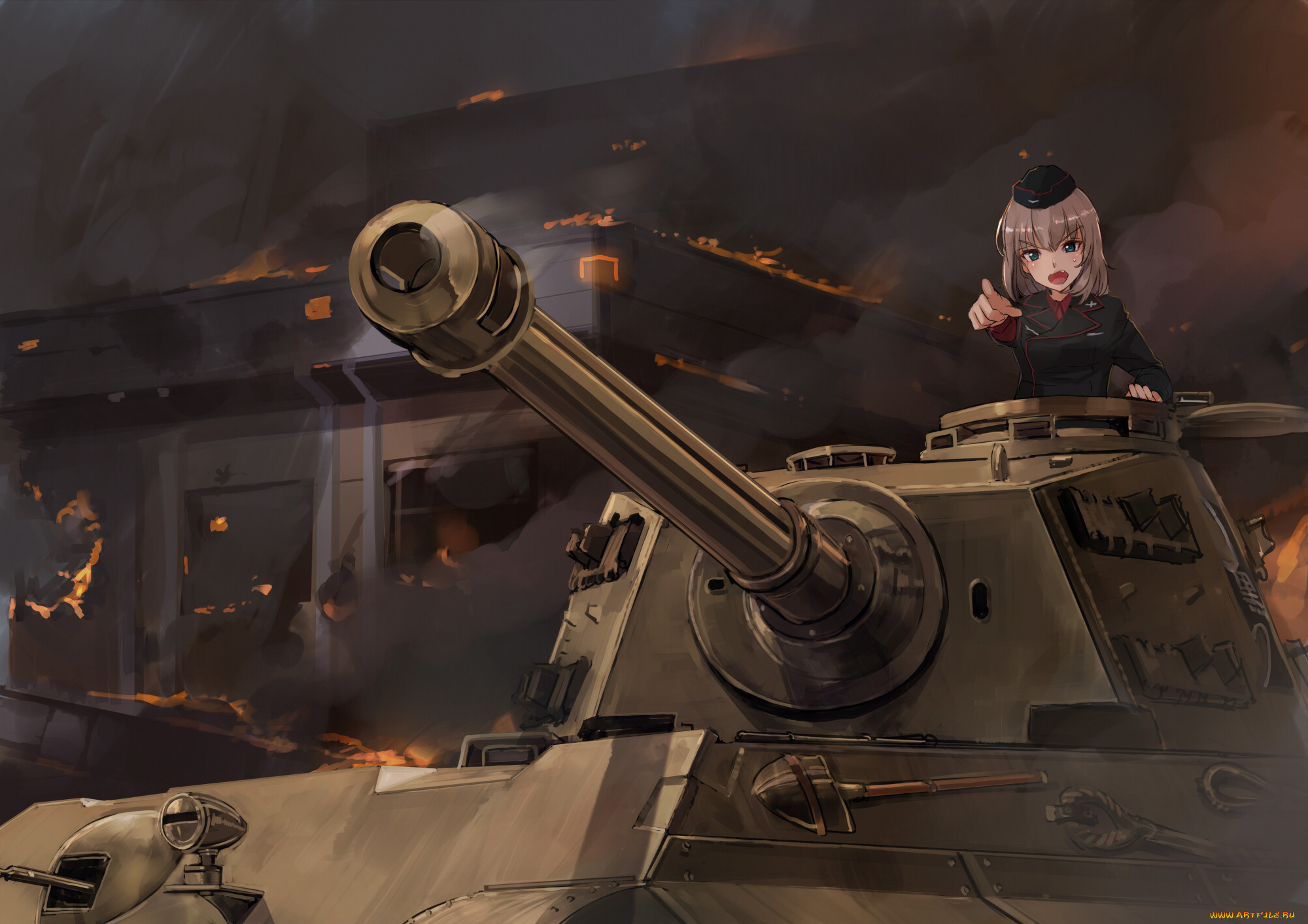 Обои girls und panzer Аниме Girls und Panzer, обои для рабочего стола,  фотографии girls und panzer, аниме, взгляд, девушка, танк, фон Обои для  рабочего стола, скачать обои картинки заставки на рабочий стол.